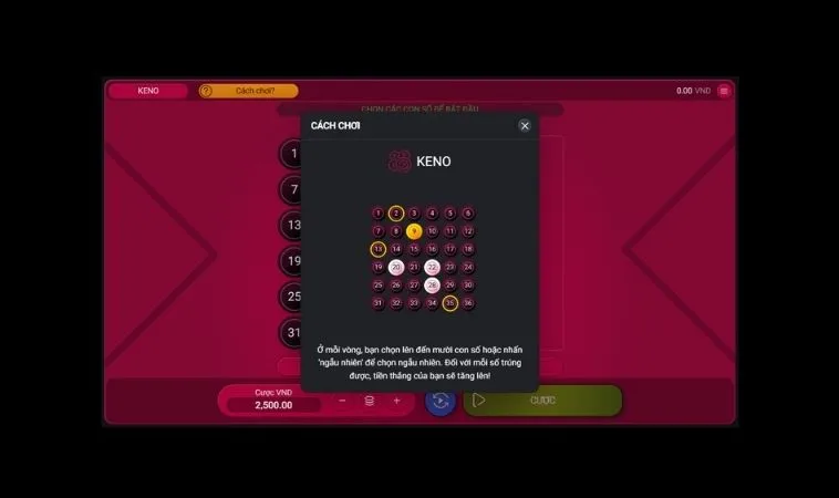 Cách chơi game nhanh Keno Tại TK88